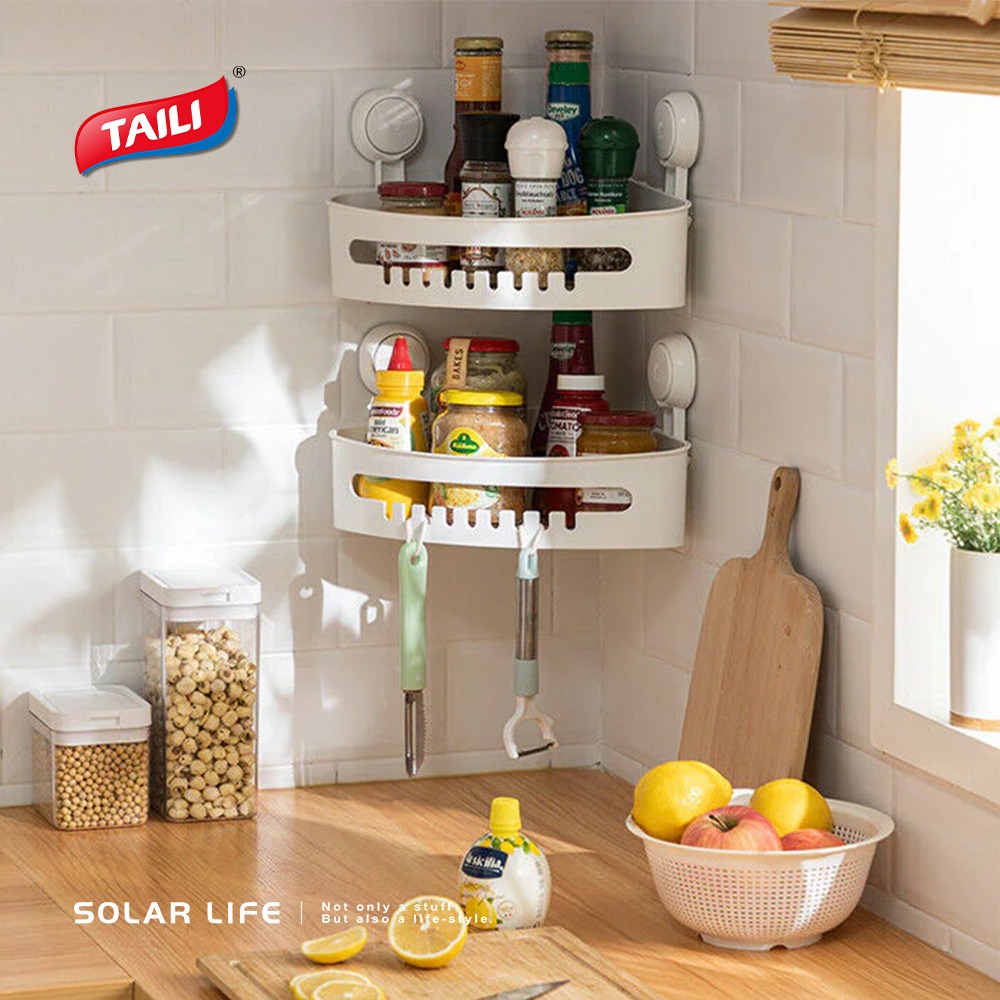 TAILI太力 真空吸盤牆面轉角置物架.牆角置物架 吸盤三角架 轉角置物籃 廁所收納架 浴室吸盤架-細節圖10