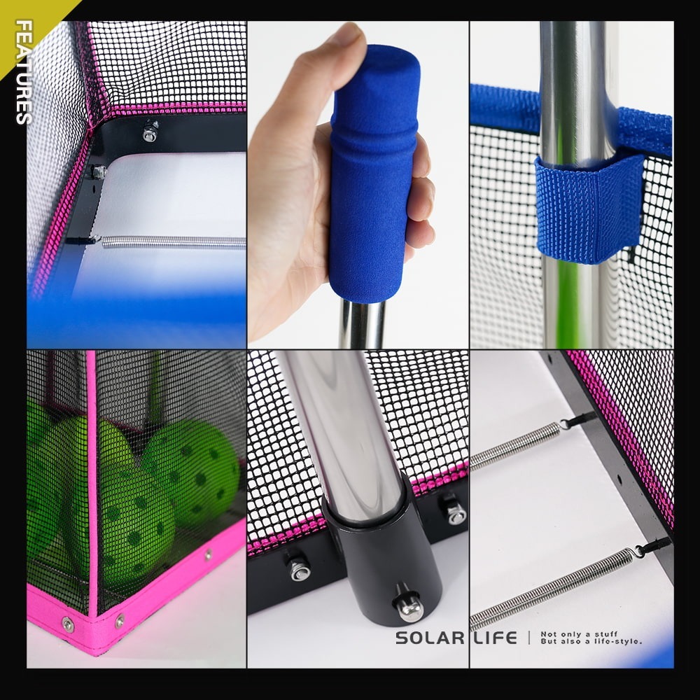 Solar Life 索樂生活 擠壓式匹克球撿球器.Pickleball 匹克球集球器 免彎腰收球神器 教練訓練-細節圖5