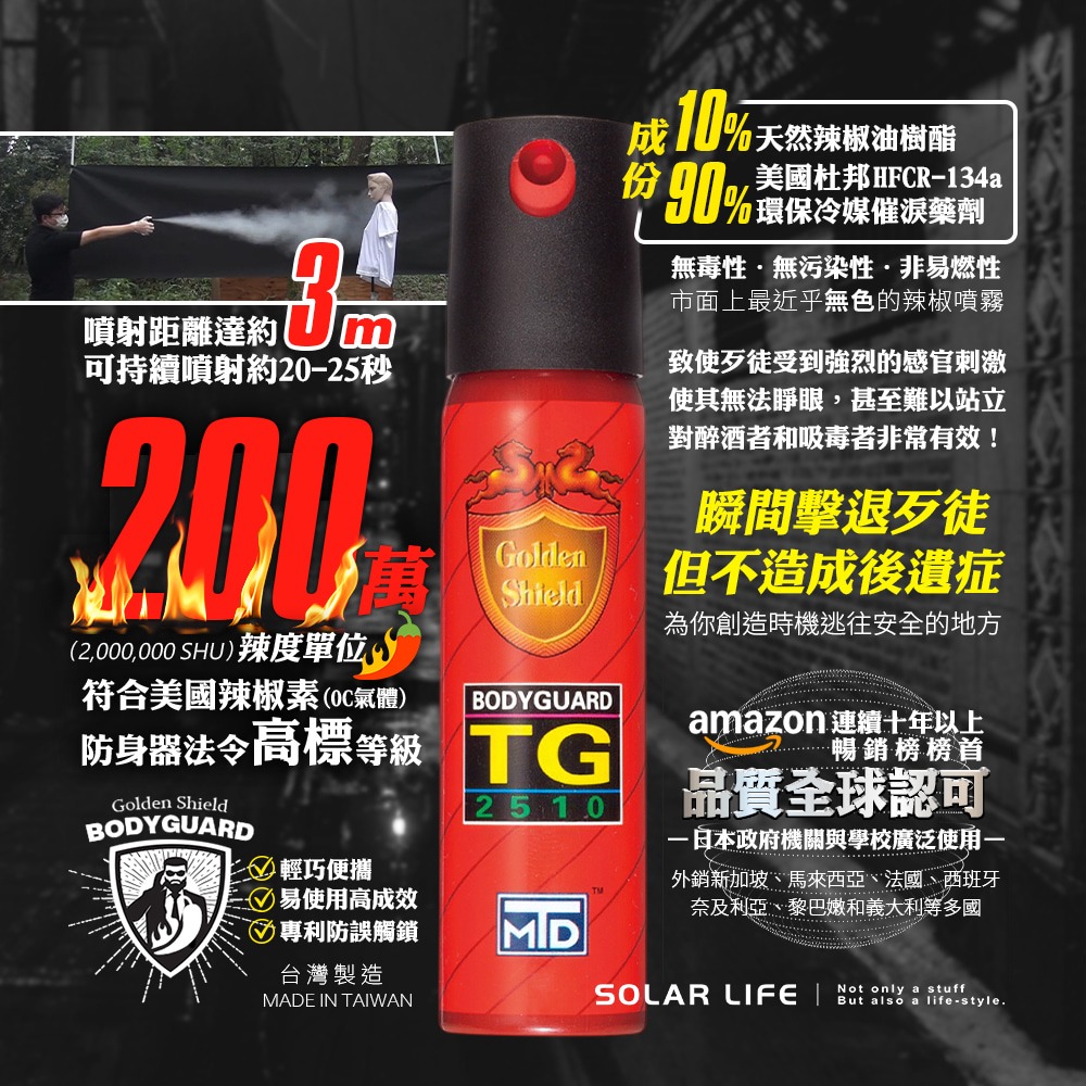 金盾 防狼噴霧器40cc口紅型/25cc鑰匙圈型.辣椒水 防身器 台灣製造 辣椒噴霧 女性隨身 安全用品-細節圖2