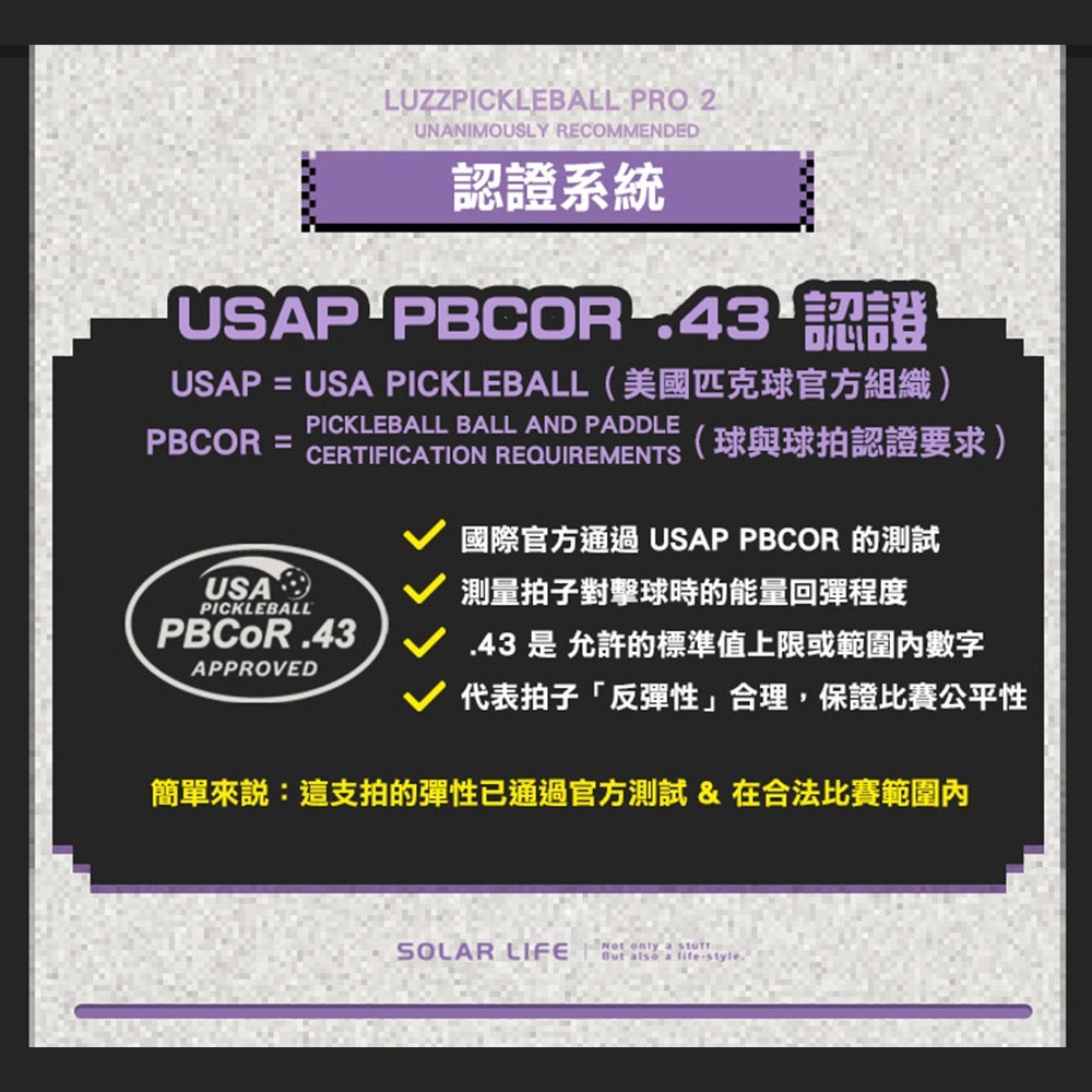 美國Luzz Pro 2nd 職業級匹克球拍/USAPA認證(Archer射手 / Saber軍刀)-細節圖5