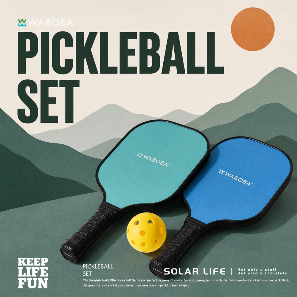 瑞典WABOBA Pickleball Set 匹克球組 (球拍2人+球).匹克球拍套組 入門球拍 兒童球拍 玻璃纖維-細節圖5