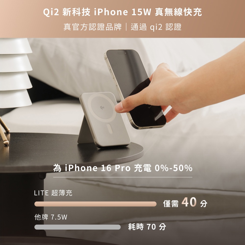 Allite LITE 超薄充 Qi2 磁吸支架行動電源 10000 mAh / 5000 mAh.快充行動電源-細節圖6