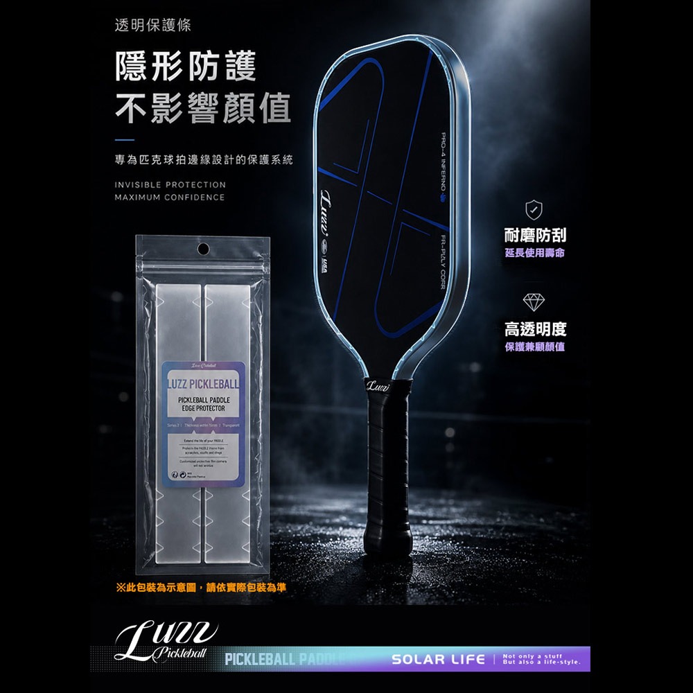 美國Luzz 匹克球拍邊框保護膠帶2入組 保護條.匹克球拍保護膠帶 Pickleball邊框保護 球拍防刮耐磨貼-細節圖3
