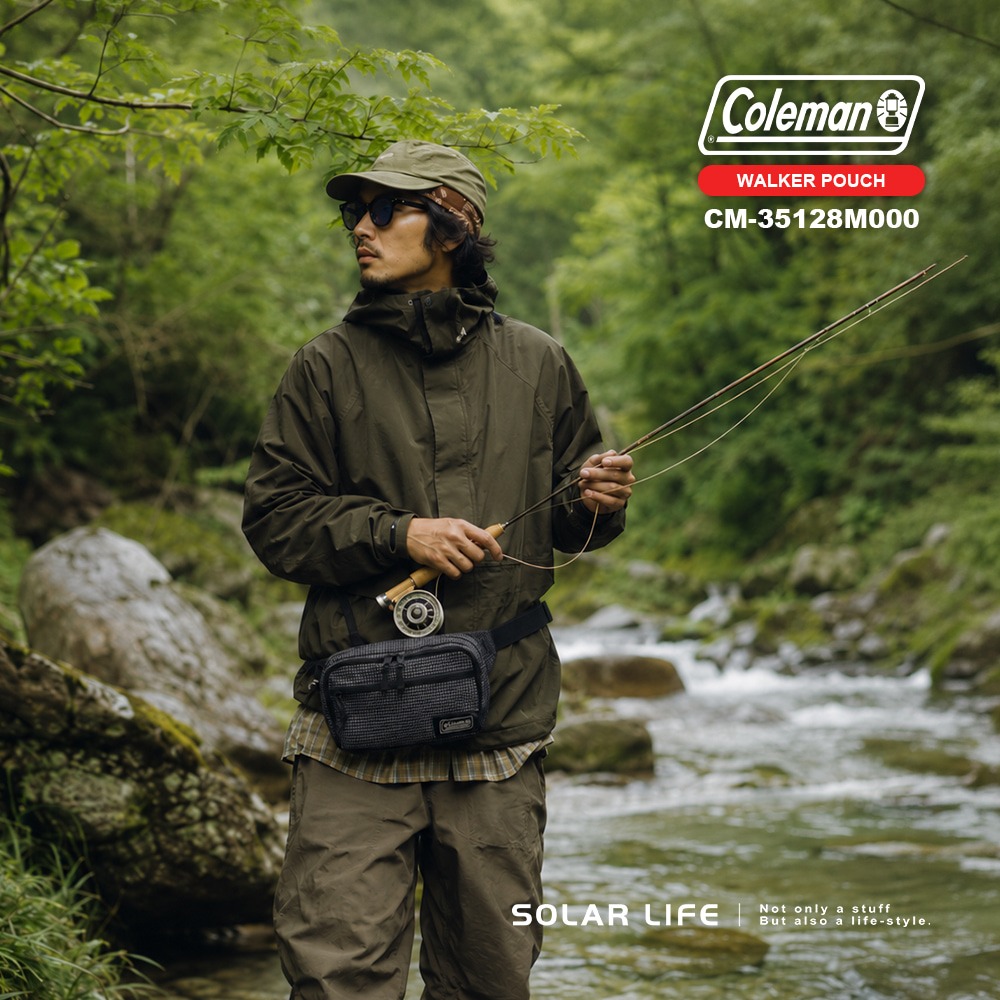 Coleman 健行者兩用小物包 黑格紋 CM-35128.旅行腰包 多功能背包 男生側背包 耐磨尼龍隨身包 斜背小物包-細節圖2