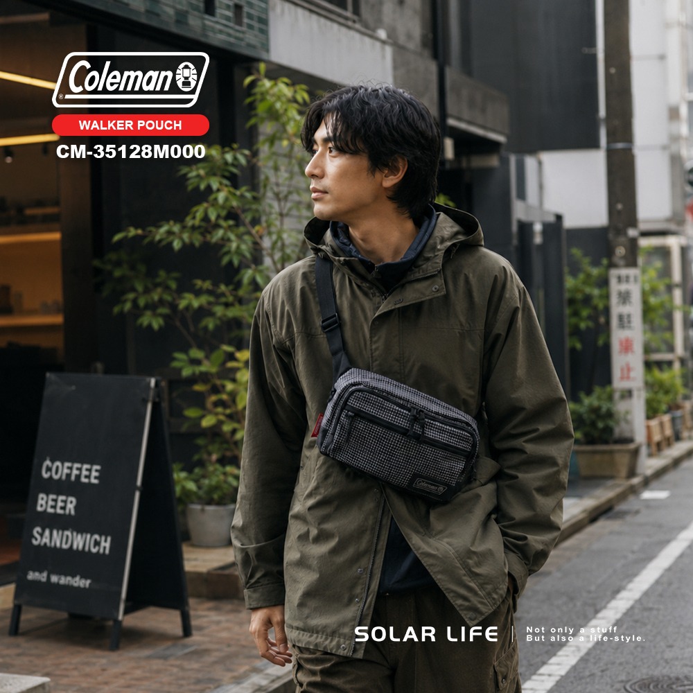 Coleman 健行者兩用小物包 黑格紋 CM-35128.旅行腰包 多功能背包 男生側背包 耐磨尼龍隨身包 斜背小物包-細節圖4