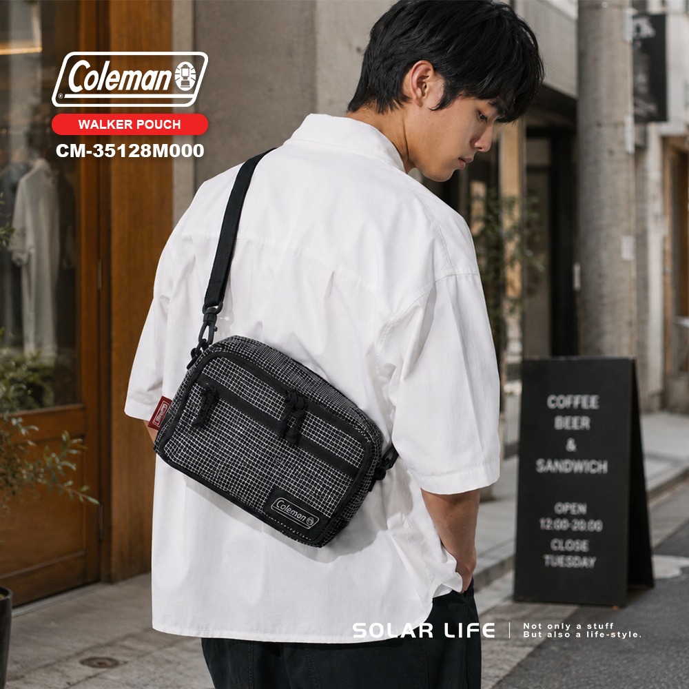 Coleman 健行者兩用小物包 黑格紋 CM-35128.旅行腰包 多功能背包 男生側背包 耐磨尼龍隨身包 斜背小物包-細節圖5