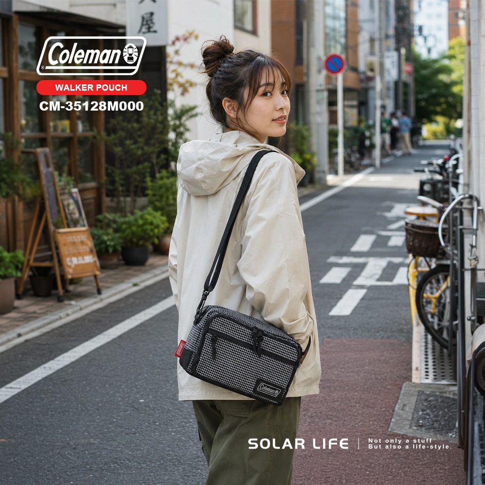 Coleman 健行者兩用小物包 黑格紋 CM-35128.旅行腰包 多功能背包 男生側背包 耐磨尼龍隨身包 斜背小物包-細節圖6