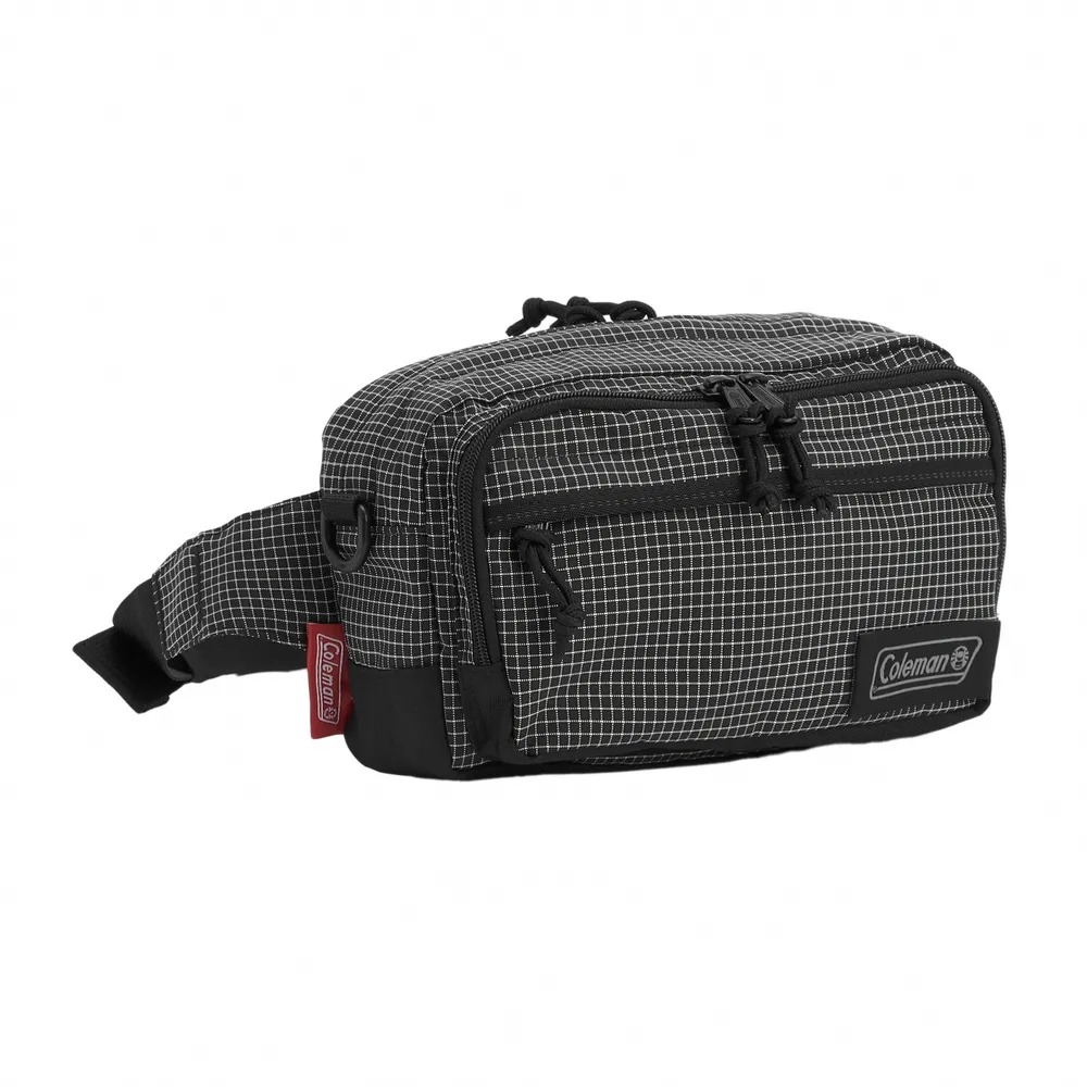 Coleman 健行者兩用小物包 黑格紋 CM-35128.旅行腰包 多功能背包 男生側背包 耐磨尼龍隨身包 斜背小物包-細節圖7
