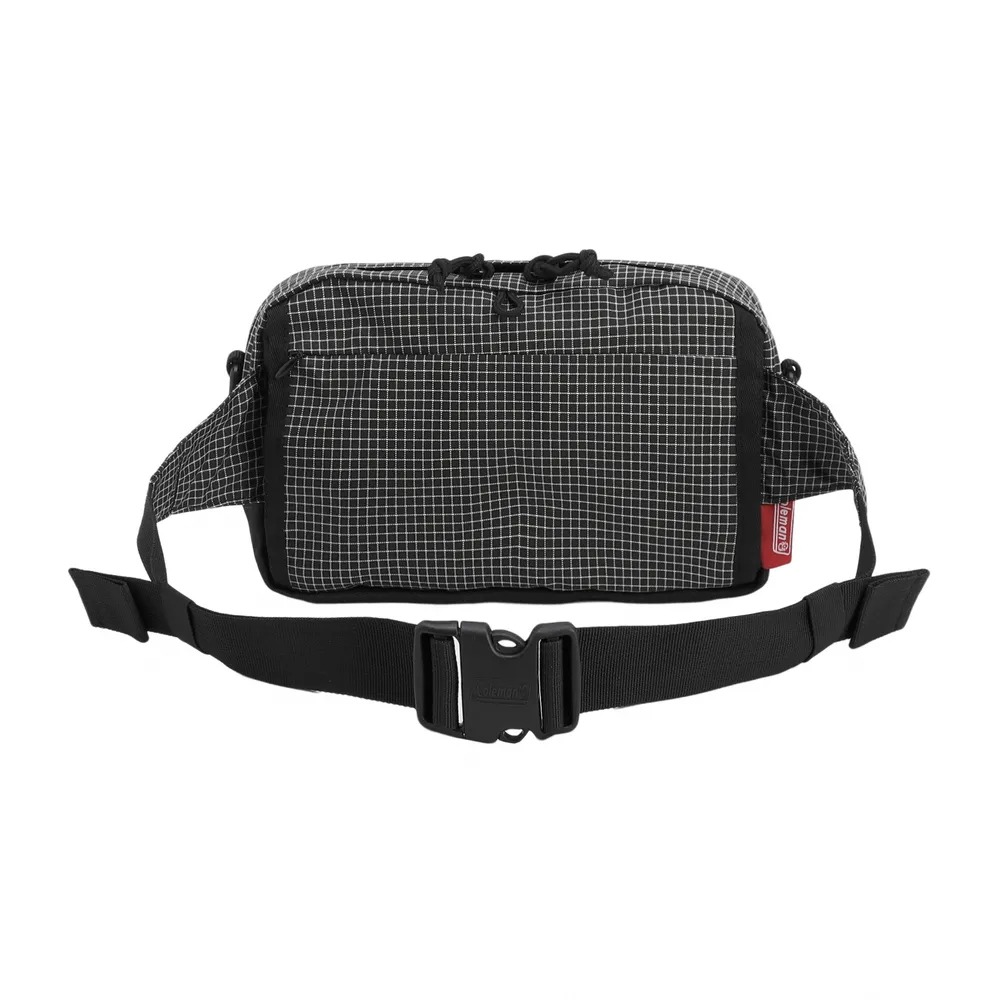 Coleman 健行者兩用小物包 黑格紋 CM-35128.旅行腰包 多功能背包 男生側背包 耐磨尼龍隨身包 斜背小物包-細節圖8