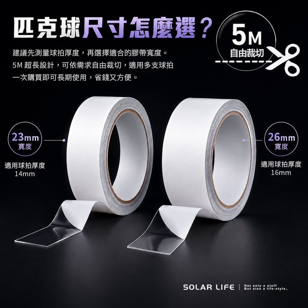 Solar Life 索樂生活 匹克球拍護邊條保護膠帶2入組.匹克球拍保護膠帶 TPU邊框保護 球拍防刮耐磨貼-細節圖3