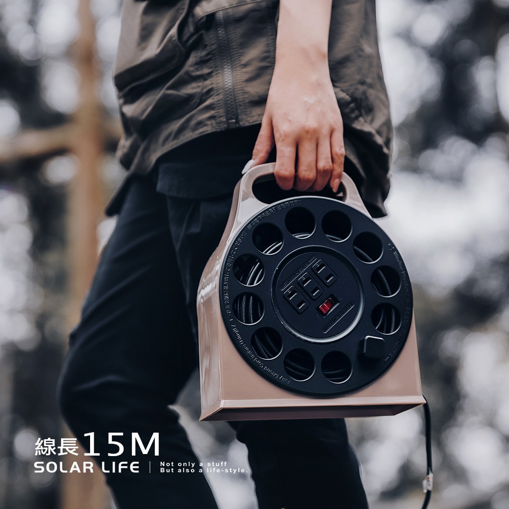 ADAMOUTDOOR 多用途輪座式延長線 15M.露營動力線 動力線盤 移動電線盤 捲式延長電線 15米新安規-細節圖2