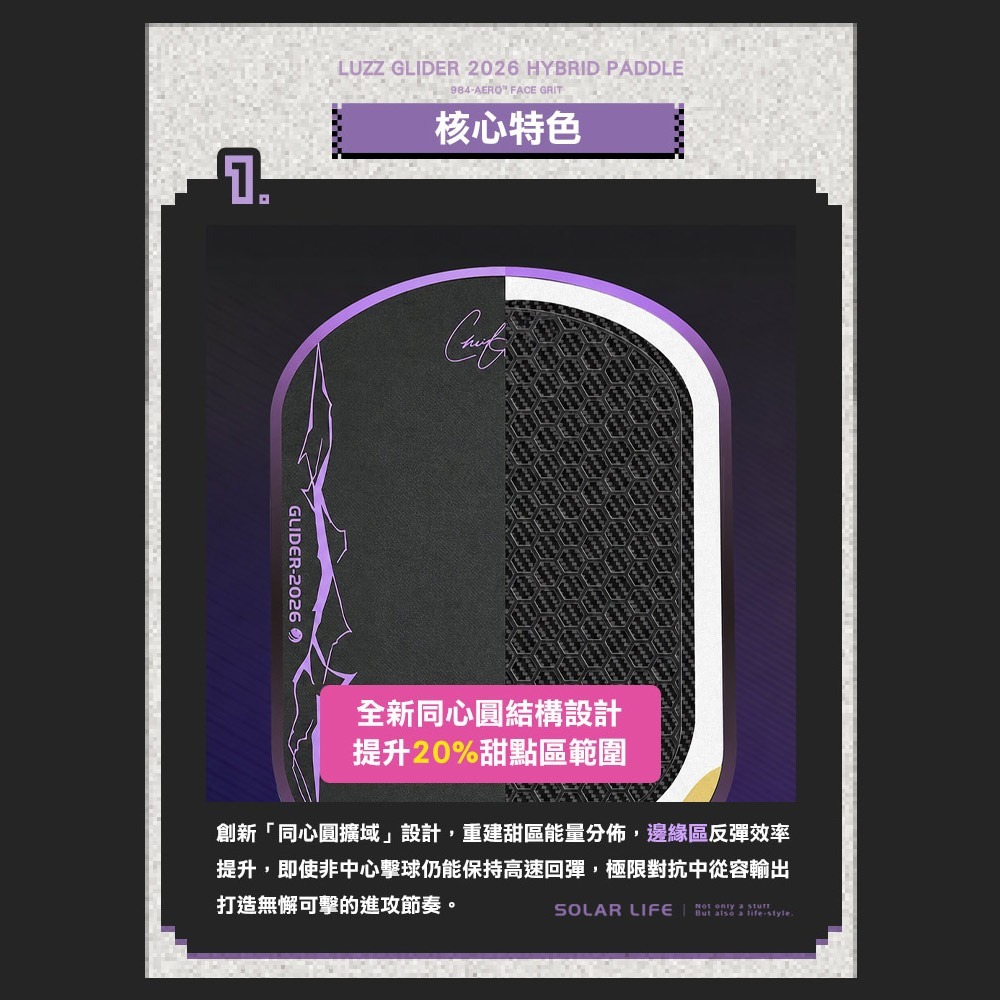 美國Luzz Chris Haworth簽名款 2026 Glider滑翔機匹克球拍.Pickleball Paddle-細節圖2