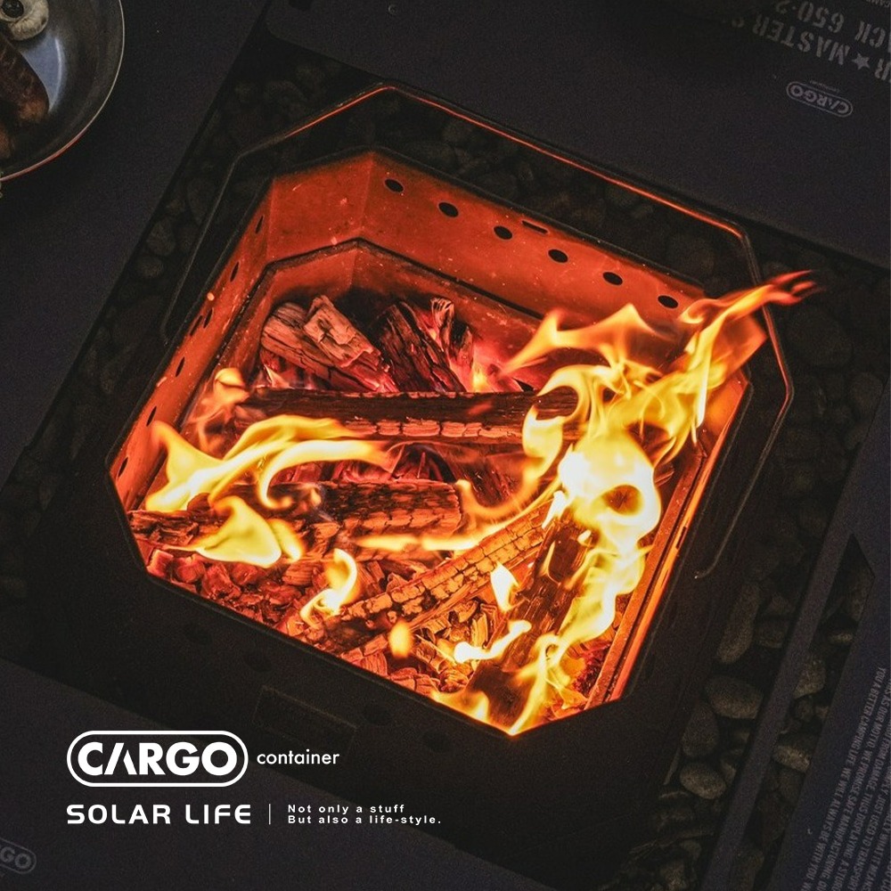 CARGO Container 焚火台.露營焚火台 不鏽鋼火爐 戶外營火 摺疊柴火爐 木柴取暖爐-細節圖4