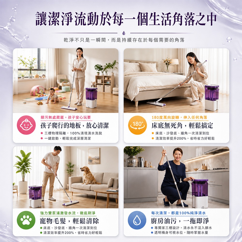 䨻能拖 平板淨污分離拖.免換水懶人拖把 省水拖把 平板拖把 懶人拖把組 淨污分離-細節圖8