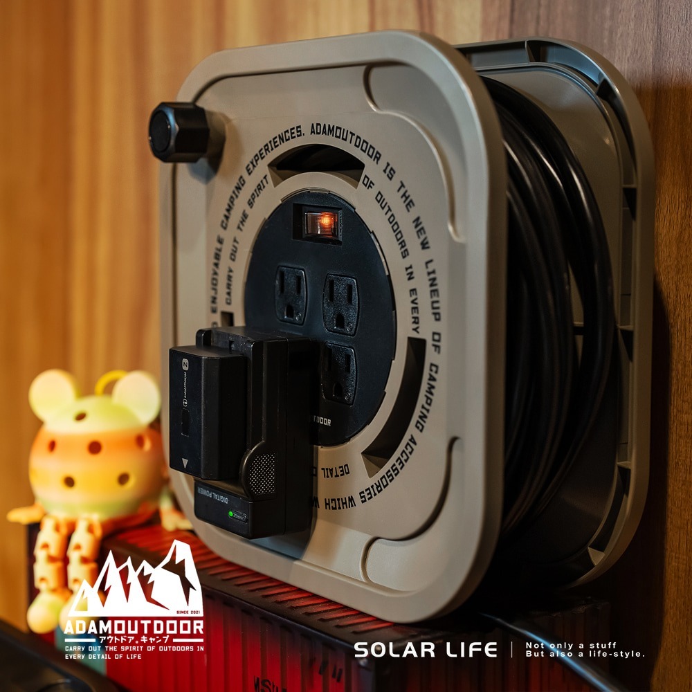 ADAMOUTDOOR 15M3PIN一切四座迴旋輪座動力線.露營動力線 動力線盤 移動電線盤 捲式延長電線 新安規-細節圖2