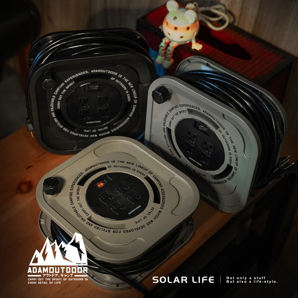 ADAMOUTDOOR 15M3PIN一切四座迴旋輪座動力線.露營動力線 動力線盤 移動電線盤 捲式延長電線 新安規-細節圖4