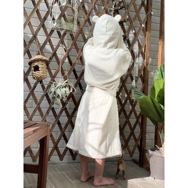 偉榮毛巾｜台灣製=無染色兒童浴袍=－－－連帽超保暖的浴袍=無毒、無化學劑 小孩浴袍 原色浴袍 純棉浴袍 兒童浴袍-細節圖3