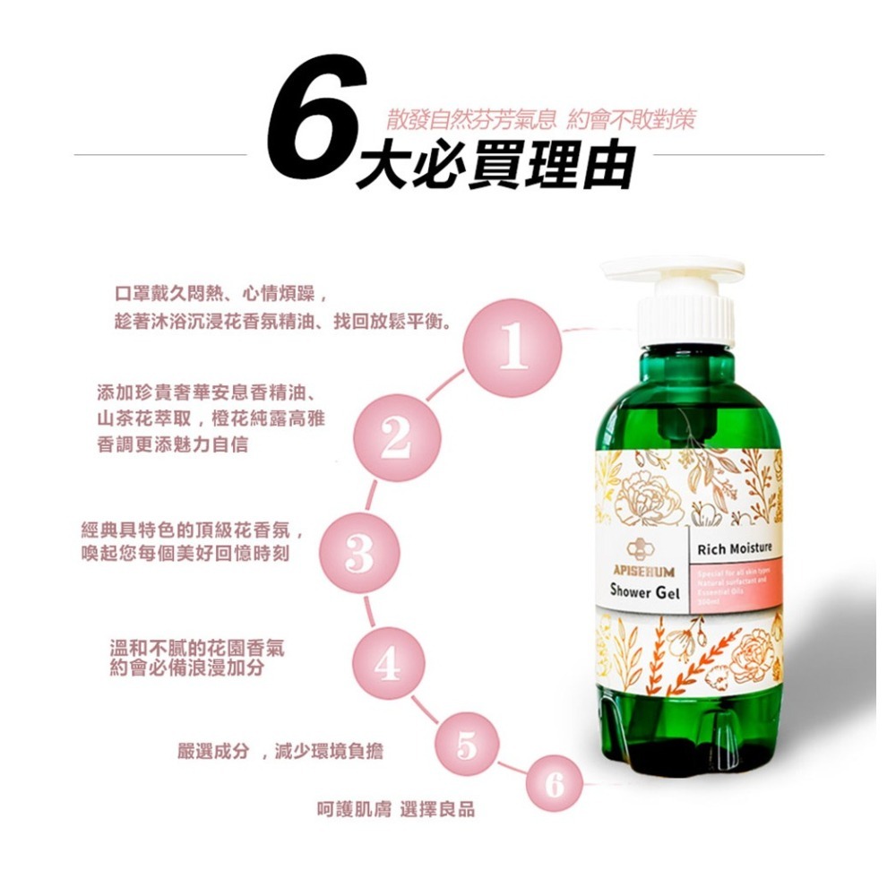 【有好事】愛比森 奢靡花園精油沐浴精300ml 蠶絲蛋白胺基酸 沐浴露 潔膚露 全膚質 ｜官方授權-細節圖8