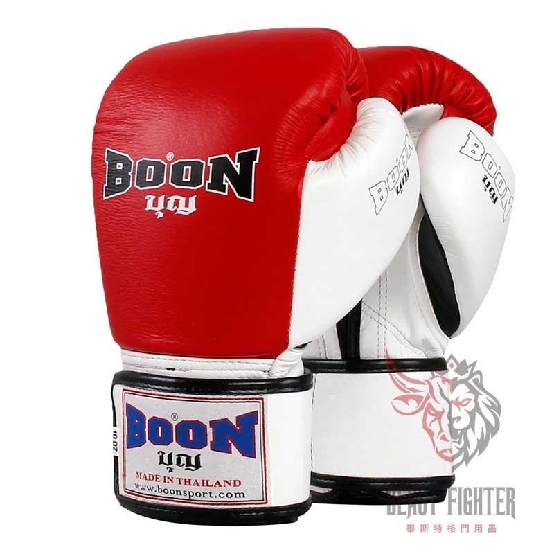 【畢斯特】Boon 經典撞色款 紅白雙色 真皮 拳擊手套 泰拳 踢拳 拳套 12oz 14oz 現貨-細節圖2