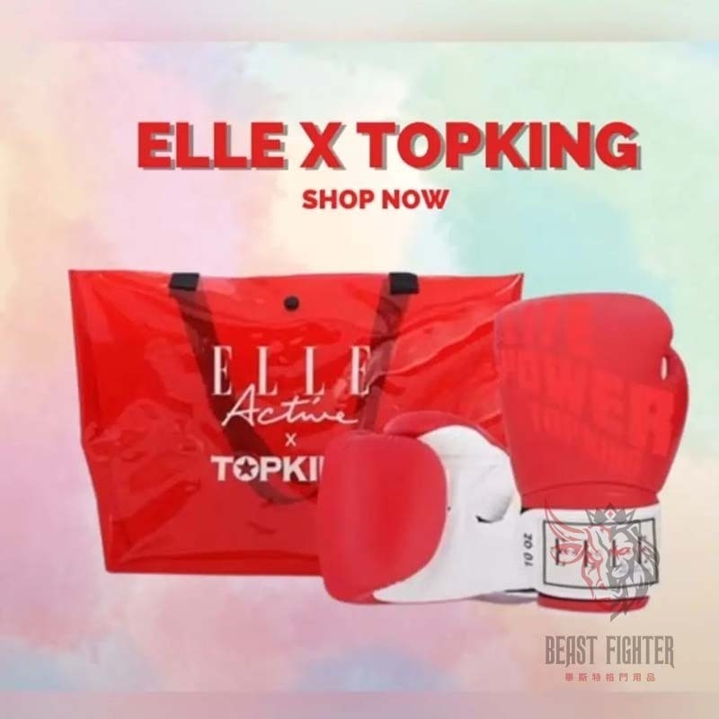 【畢斯特】TOP KING X ELLE TKB 限量 原力 真皮 拳擊手套 泰拳 踢拳 紅 附拳套袋 10oz 現貨-細節圖2