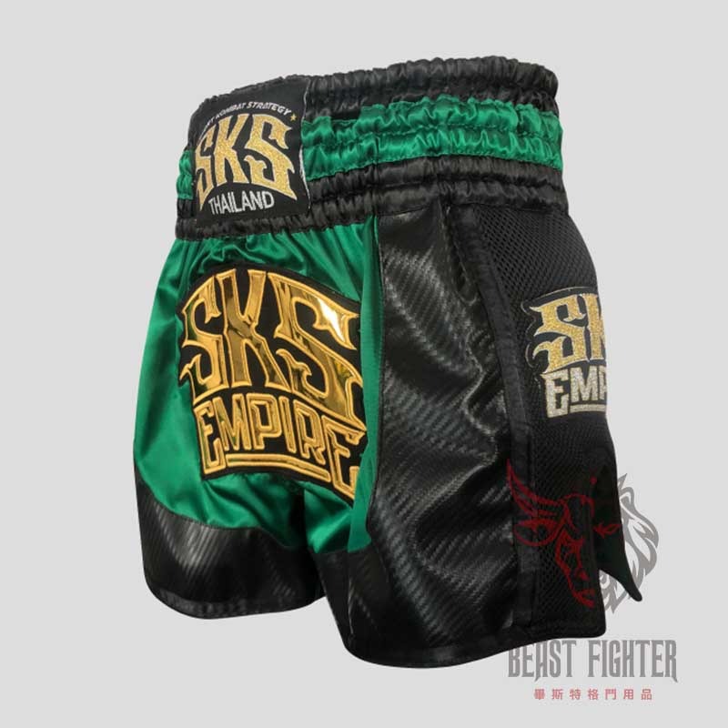 【畢斯特】SKSEMPIRE SKS Kevlar 高科技  L 現貨 黑綠混色 泰拳褲 泰拳 踢拳 運動短褲-細節圖2