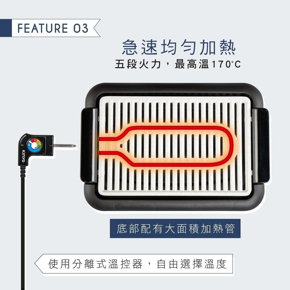 公司貨保固✨【KINYO 麥飯石電烤盤 BP-35】 無煙燒烤 電烤盤 BBQ 不沾烤盤 公司貨附發票 快速出貨-細節圖6