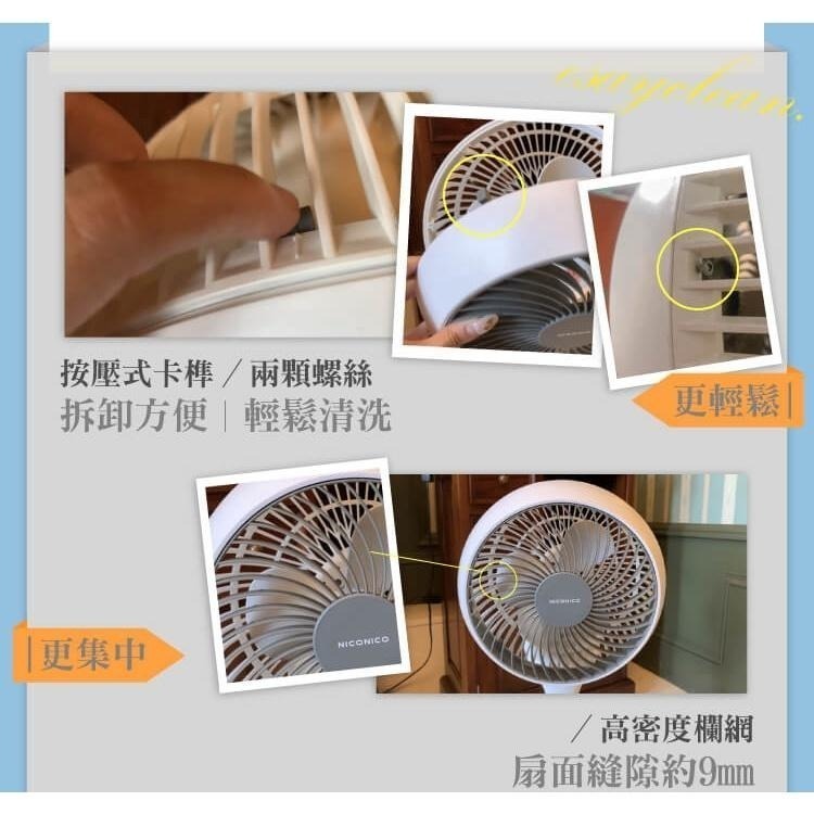 現貨免運公司貨保固✨【NICONICO 小白陀螺立扇 NI-GS902】 一代熱銷款 空氣循環 360度 空氣對流 立扇-細節圖3