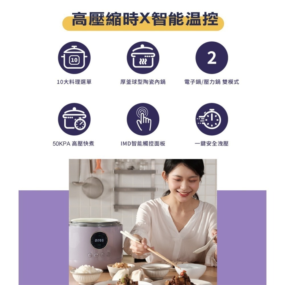 現貨免運公司貨保固【THOMSON 舒肥萬用美型壓力鍋 TM-SAP01P】智能溫控萬用鍋 壓力鍋 快鍋 小快鍋 微壓鍋-細節圖2