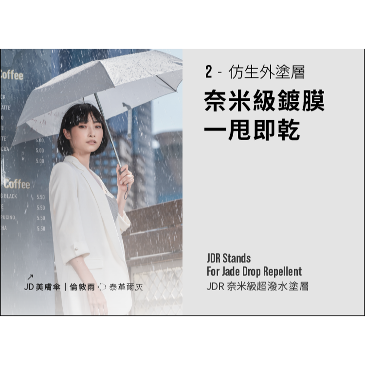 台灣專利✨保固✨免運✨【Jade Drop 點翠傘品 JD美膚傘│倫敦雨】無段式自動傘 陽傘 雨傘 抗UV 防曬 超輕-細節圖5