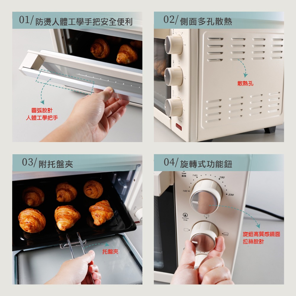 公司貨保固✨【德國SABA 復古電烤箱 (20L) SA-HT01】雙層玻璃門 不鏽鋼 定溫 定時 快速加熱 烤箱-細節圖9