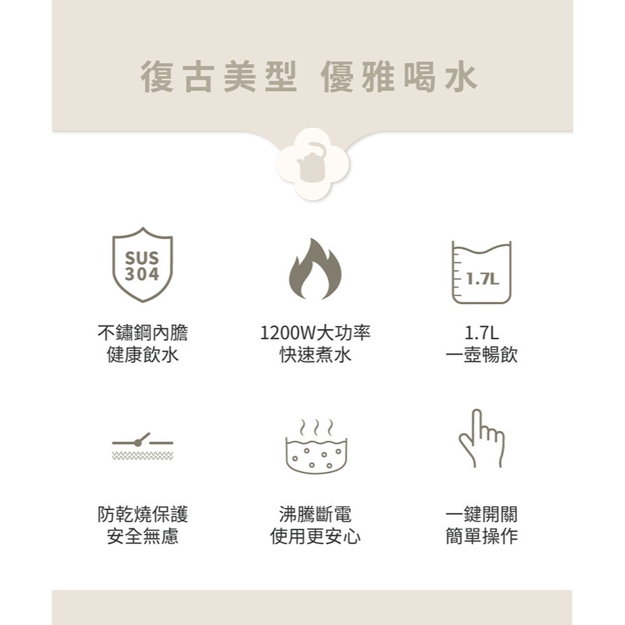 現貨免運公司貨保固✨【NICONICO 復古美型不鏽鋼快煮壺 (1.7L) NI-L2304】快速沸騰 304不鏽鋼-細節圖3