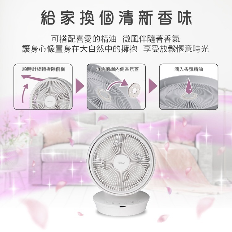 公司貨保固免運✨【HERAN 禾聯 12吋 3D擺頭DC渦流扇 HAF-12HG410】遙控 可拆洗 可用精油 定時-細節圖9