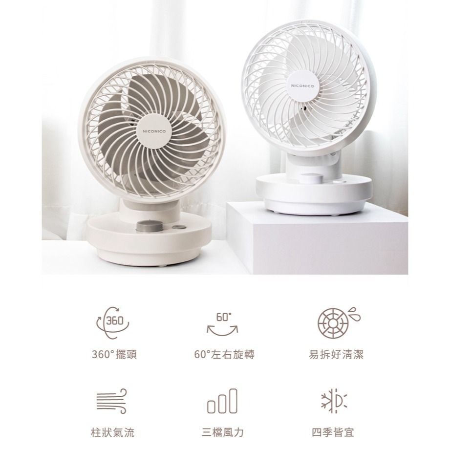 現貨免運公司貨保固✨【NICONICO 7吋 易拆式陀螺循環扇 NI-GS2506】可拆清潔  四季扇 桌扇 風扇 擺頭-細節圖3