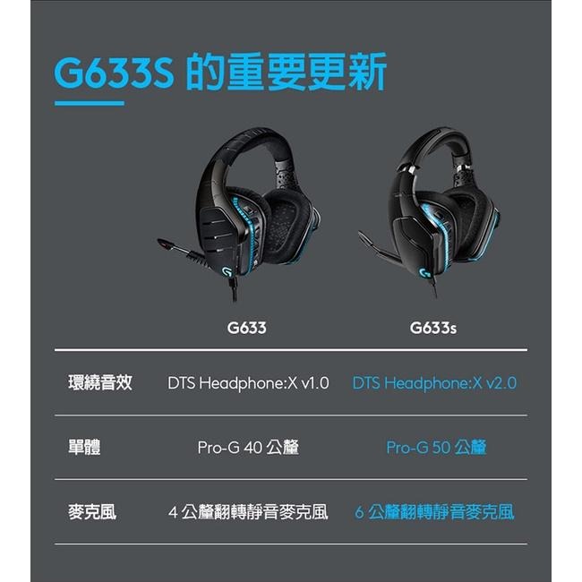 ~協明~ Logitech 羅技 G633S 7.1 聲道 LIGHTSYNC 遊戲耳機麥克風-細節圖2