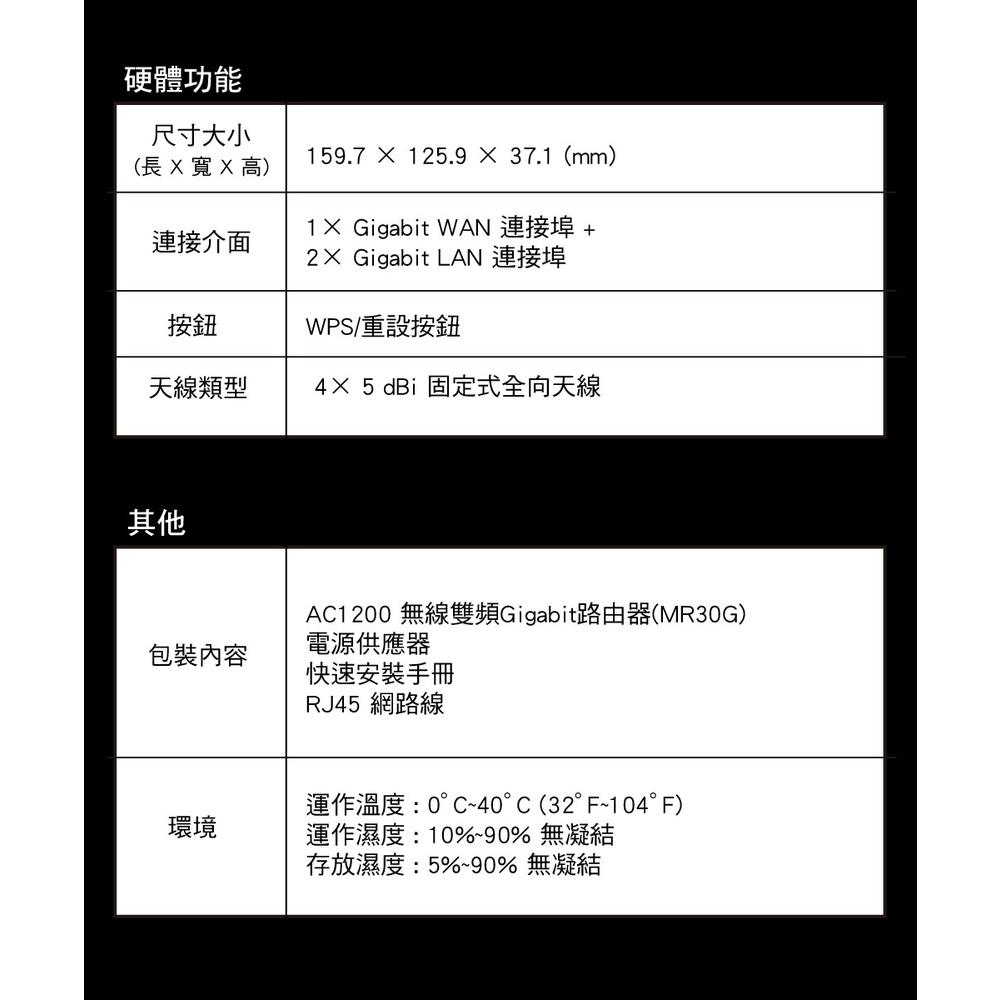 ~協明~ Mercusys水星網路 MR30G AC1200 Gigabit 雙頻 WiFi 無線網路路由器-細節圖9