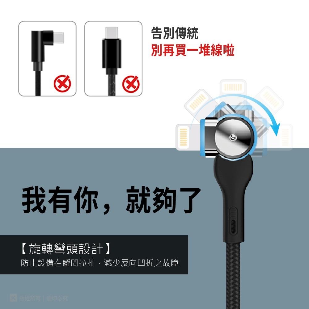 ~協明~ kt.net G102 G103 180度旋轉燈號線 蘋果 typec 2.5A 1M 急速充電可180度旋轉-細節圖2