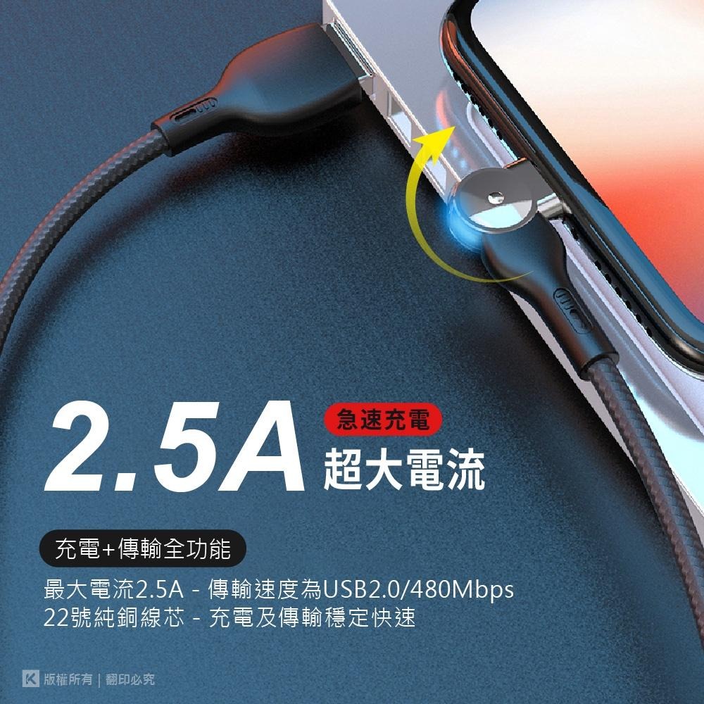 ~協明~ kt.net G102 G103 180度旋轉燈號線 蘋果 typec 2.5A 1M 急速充電可180度旋轉-細節圖6
