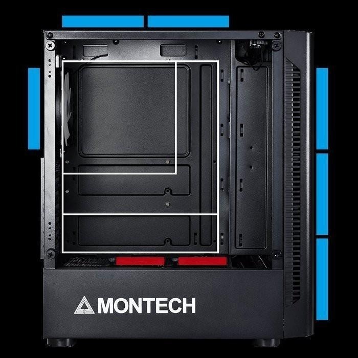 ~協明~ MONTECH 君主 X1 玻璃透側機殼 / 鋼化玻璃 內建炫彩固光風扇前3後1-細節圖3