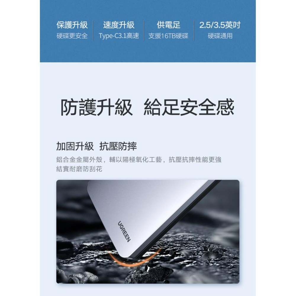 ~協明~ 2.5/3.5硬碟SSD通用外接盒 USB-C/Type-C铝合金版 / 70502-細節圖3