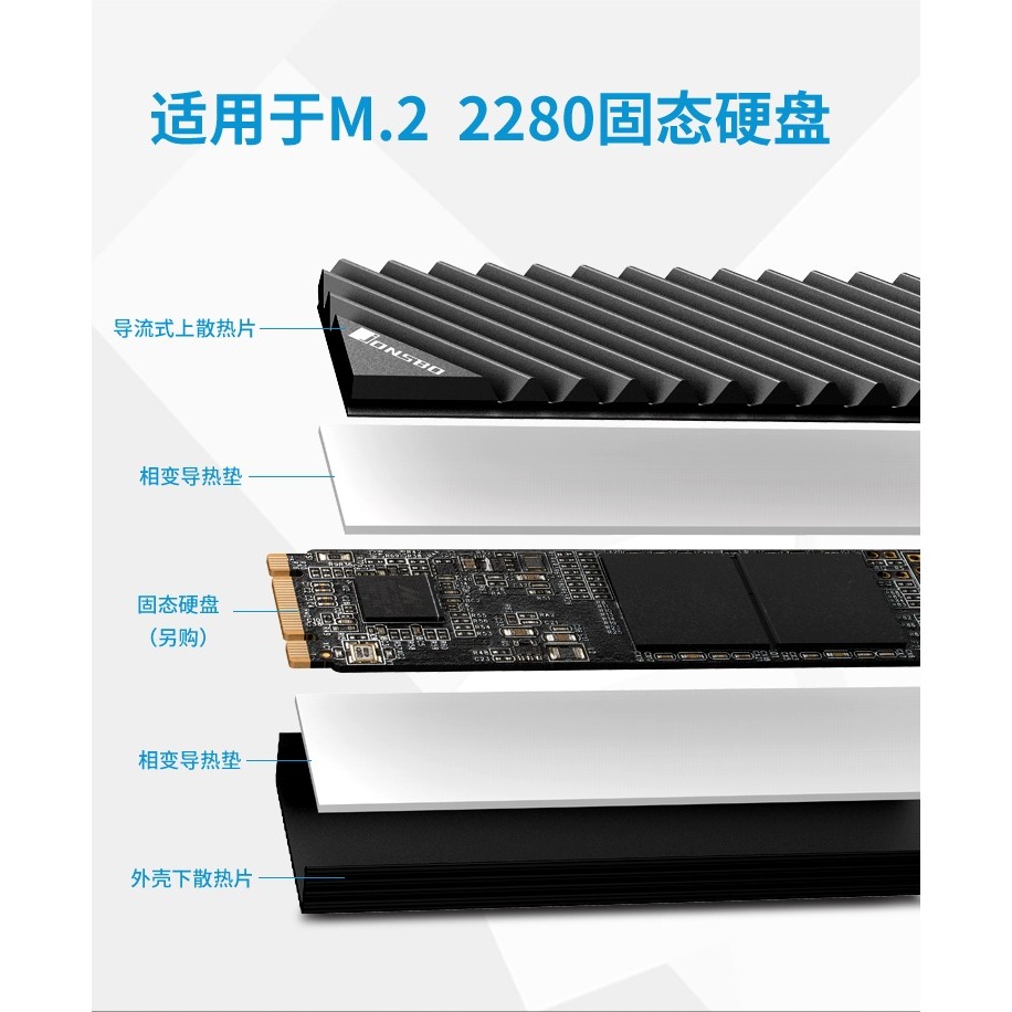 ~協明~ Jonsbo M.2-3 SSD硬碟散熱器 全鋁 / 2280 / 斜角風切鰭片-細節圖5