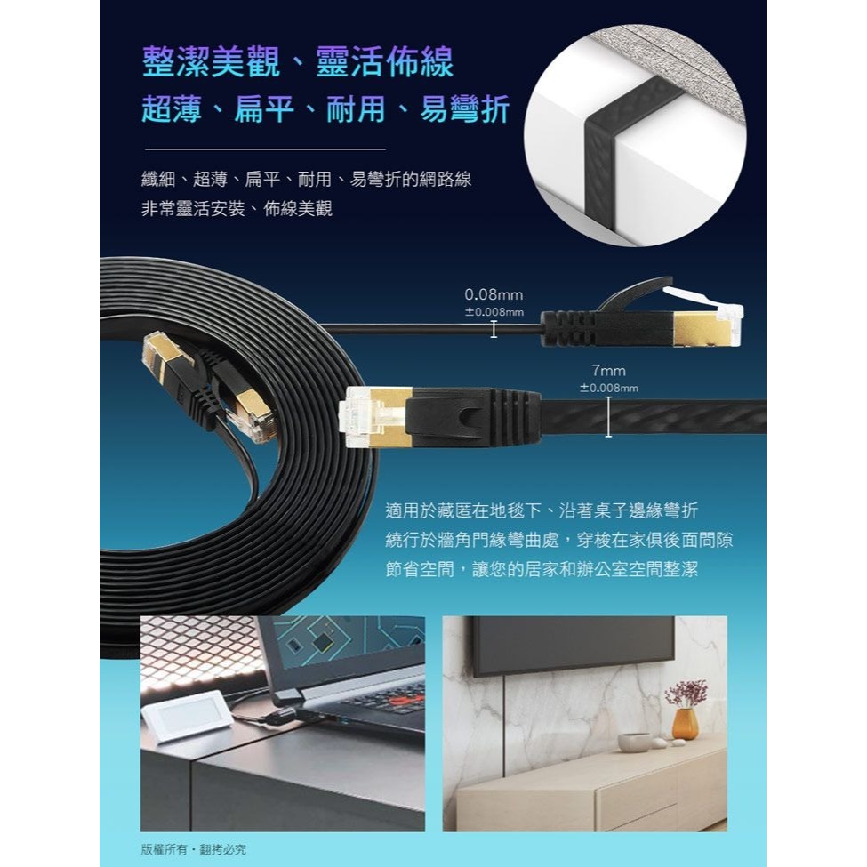 ~協明~ EDIMAX 訊舟 CAT7 10GbE U/FTP 專業極高速扁平網路線-細節圖5