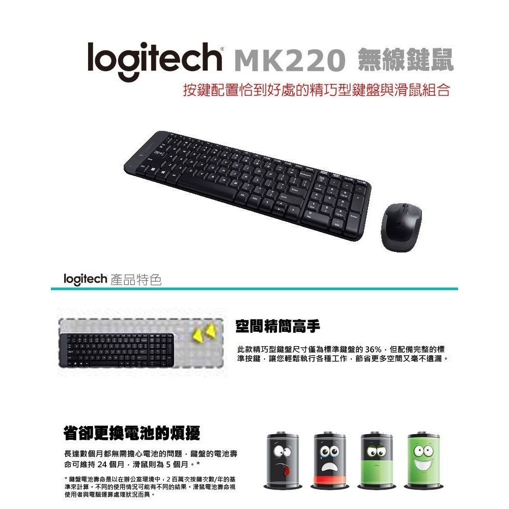 ~協明~ 羅技 MK220 無線滑鼠鍵盤組-細節圖2