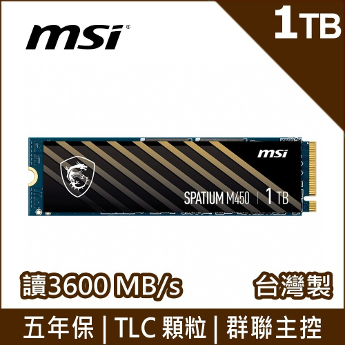 ~協明~ MSI微星 SPATIUM M450 1TB PCIe 4.0 NVMe M.2 SSD 全新五年保固