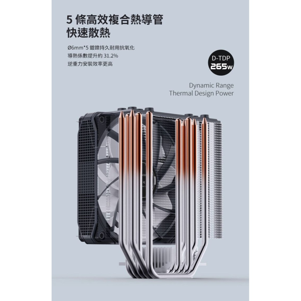 ~協明~ Jonsbo PISA A5 CPU散熱器 一體成形鰭片 5導管 高度153mm-細節圖6