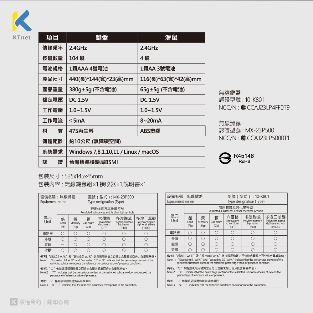 ~協明~ kt.net Z7 2.4G無線鍵盤滑鼠組 英文.倉頡.注音.大易 四種輸入法配置-細節圖8