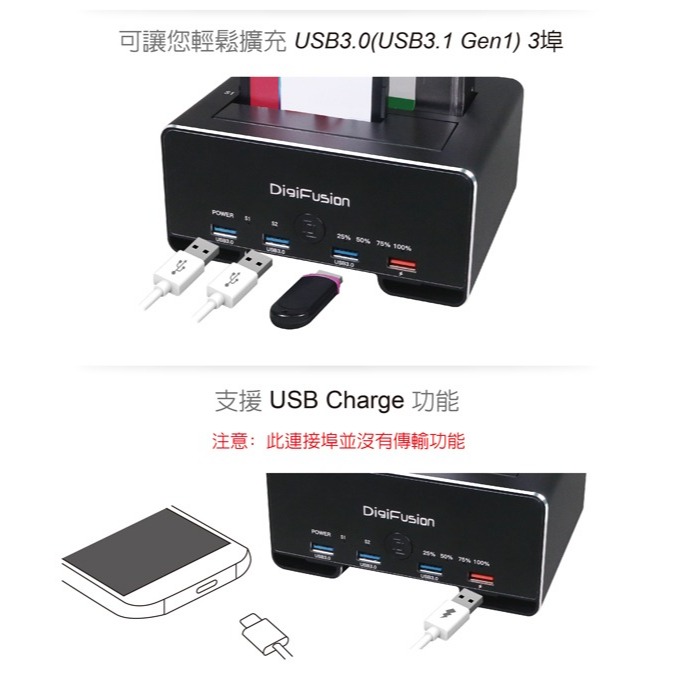 ~協明~ 伽利略 USB3.1 Gen1 2.5/3.5＂ 雙SATA 鋁合金硬碟 拷貝機 + USB3.0-細節圖5