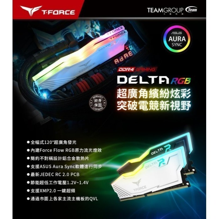 ~協明~ TEAM 十銓 T-FORCE DELTA RGB DDR4-3200 32GB(16Gx2) 超頻記憶體-細節圖2