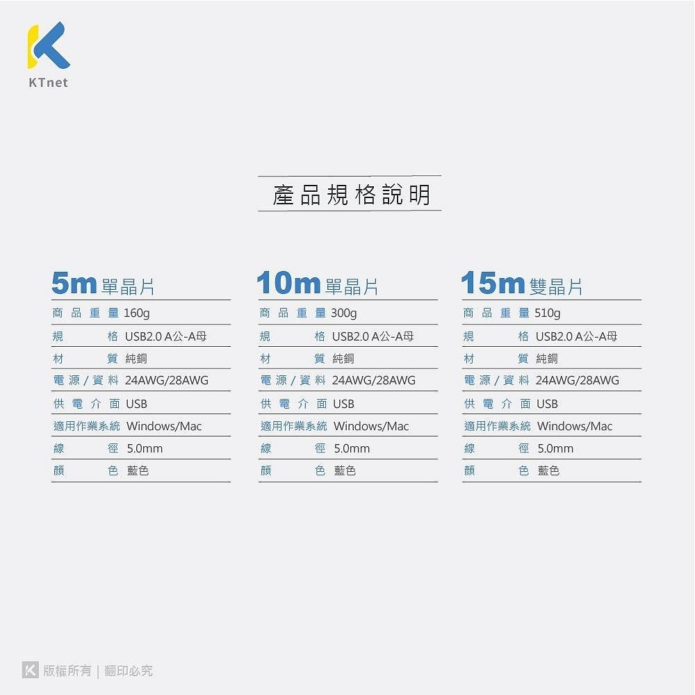 ~協明~ kt KUE210 USB2.0公母單晶片訊號延長線 5米 10米-細節圖6