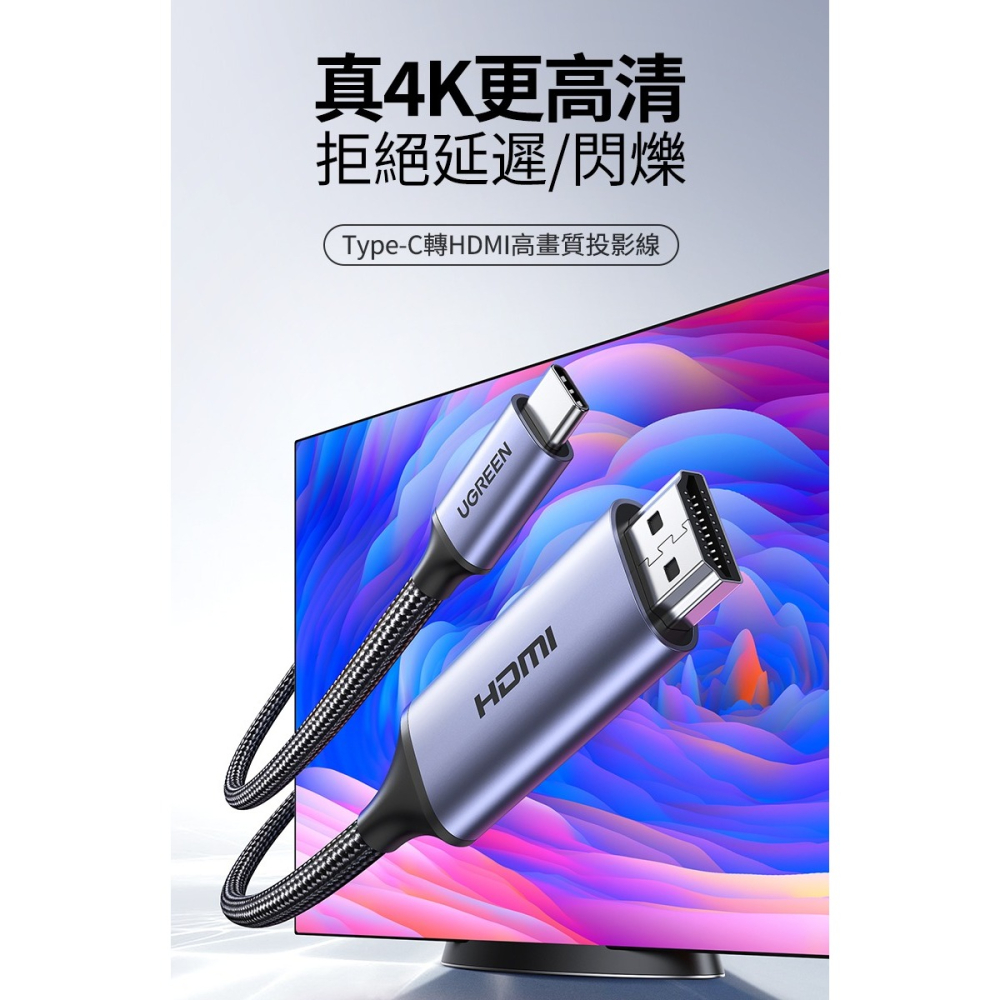 ~協明~ 綠聯 1.5M USB Type-C to HDMI傳輸線 Aluminum版 50570-細節圖2