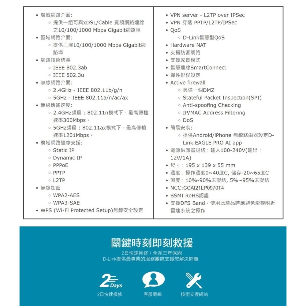 ~協明~ D-Link 友訊 R15 AX1500 EAGLE PRO AI Wi-Fi 6 雙頻無線分享器-細節圖9